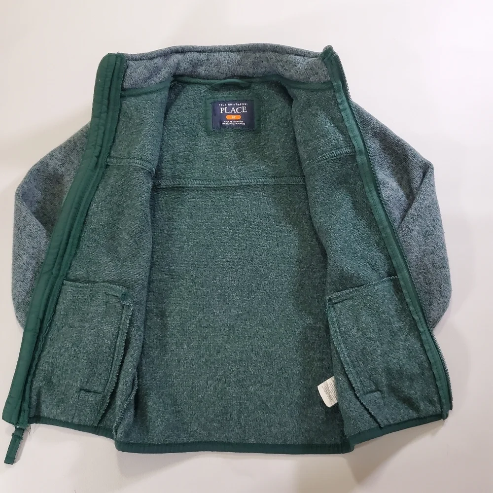 K1405 * The Children's Place Trail Fleece Full Zip Jacket Gray Green Size 5T